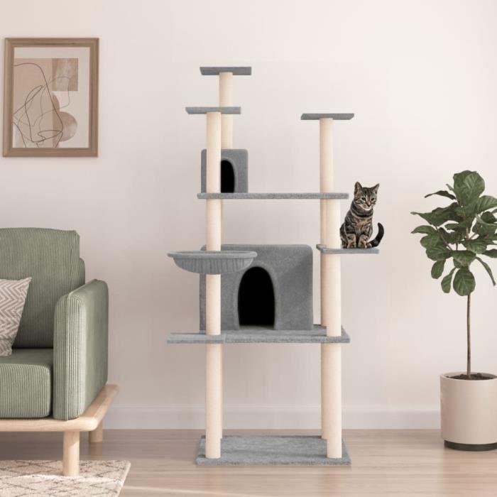 VidaXL Arbre à chat avec griffoirs en sisal Gris clair 166 cm 171724