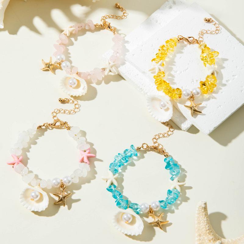 Summer Beach Wind Starfish Gravel Bracelet, Fresh and Sweet Bohemian Natural Shell Bracelet.