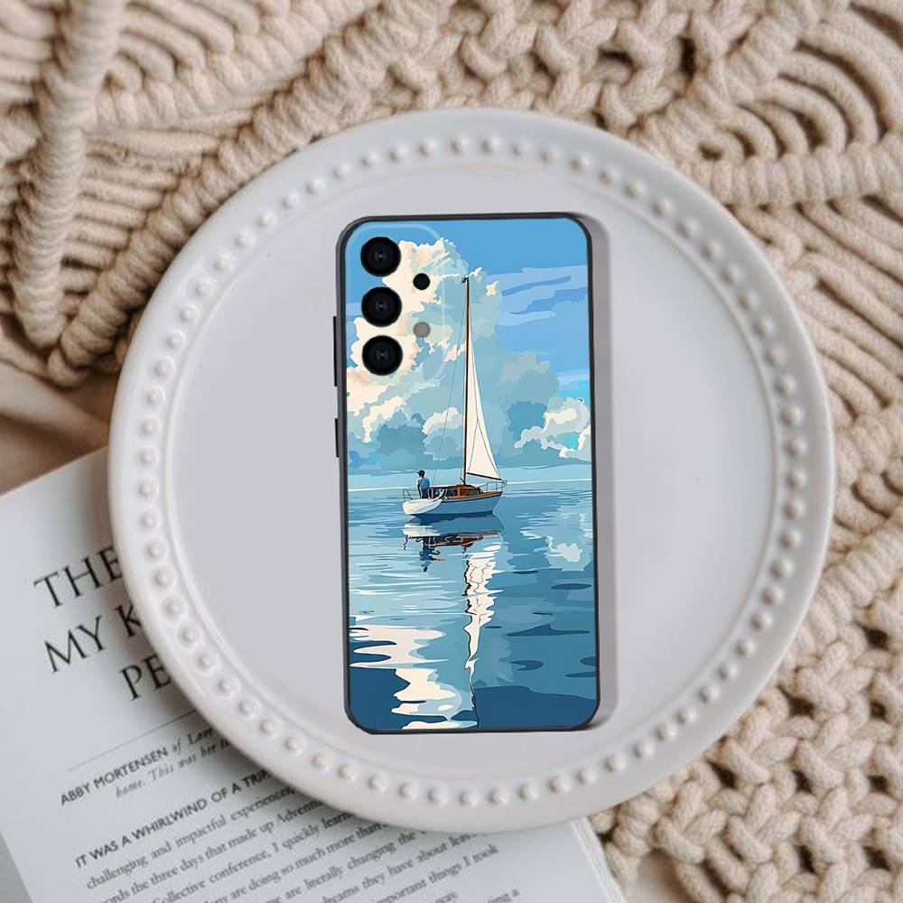 Sailing Boat Phone Case For Samsung Galaxy A 91,80,73,72,71,53,52,51,22,5G Shockproof Soft Black Cover
