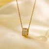 Waterproof 18K Gold Plated Lab Created Diamond Butterfly Pendant Stainless Steel Link Necklace Fine Fashion Jewelry