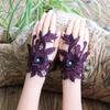 Ethnic Style Embroidered Fingerless Gloves with Wrist Guards for Women