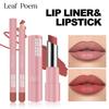 Lipliner Pencil Lipstick Set Matte Nude Red Contour Tint Lipstick Long Lasting Non-stick Cup Lipliner Makeup Lip Stain