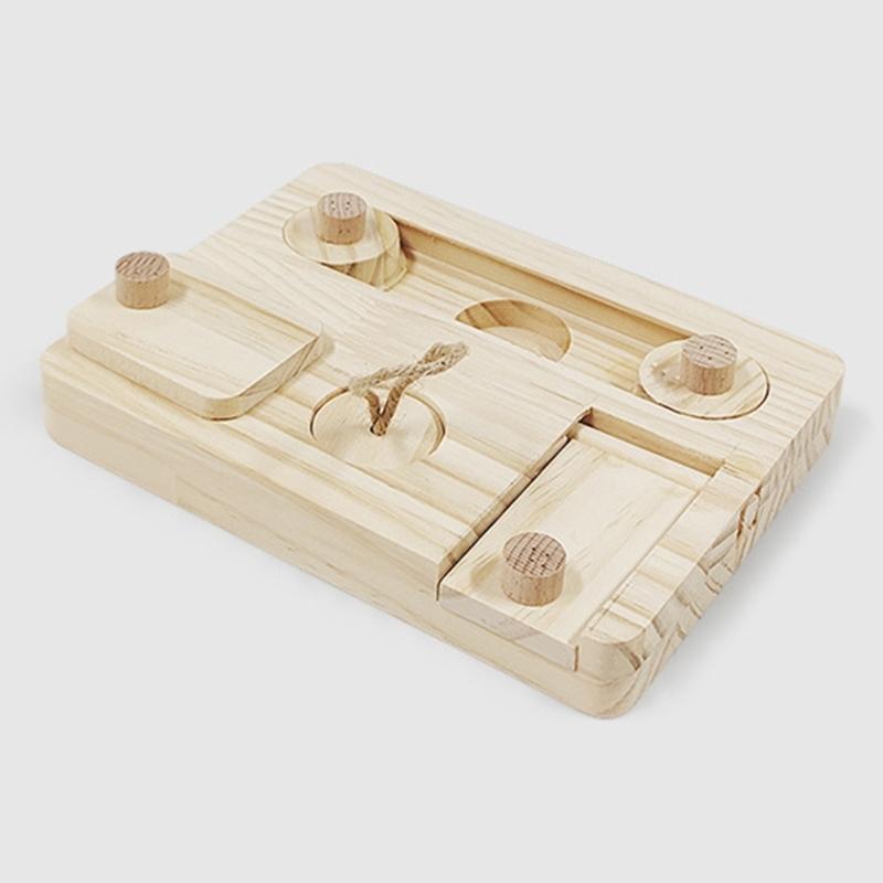 Rabbit Foraging Toy Interaction Food Feeder Puzzle Game for Small Pet Hamsters Feeding Training Board Wood Treats Feeder