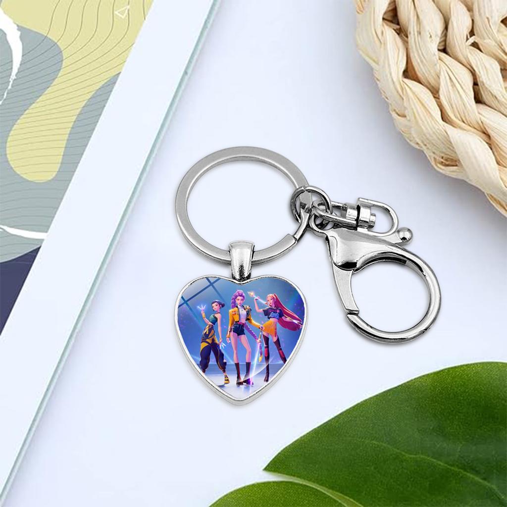 Witch Girl Group Surrounding Love Keychain Pendant Cartoon Anime Heart Pendant Accessories