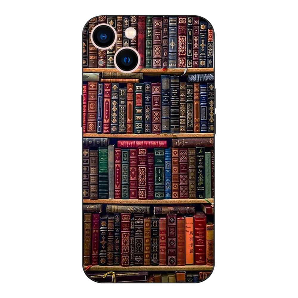 Black Tpu Case for Iphone 14 13 12 11 Mini Pro MAX 5 5s Se 2020 6 6s 7 8 Plus X 10 XR XS Cover Books