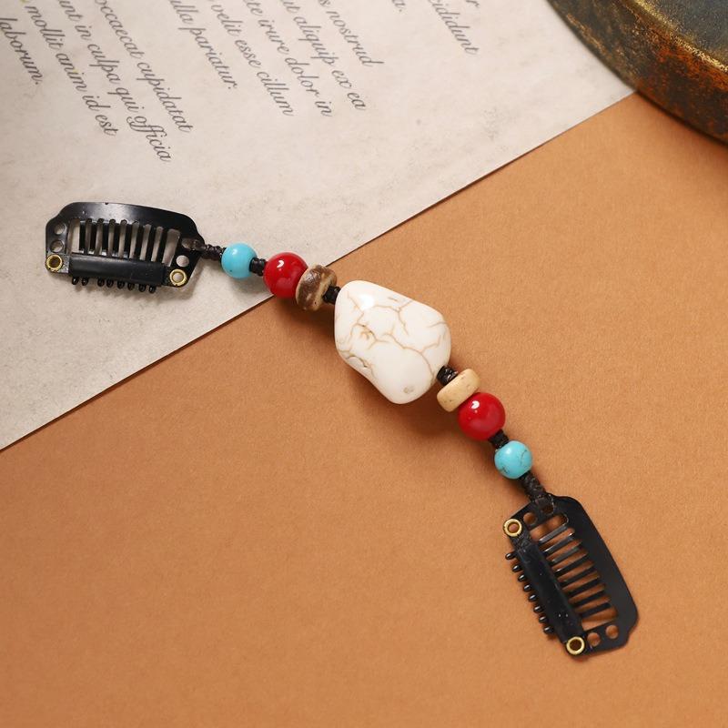 Tibetan Natural Stone Woven Hairpin Retro Personalized Niche Edge Clip Hair Accessories Tibetan Exotic Women's Headdress