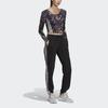 adidas High Waist Lace-Up Printed Striped Sports Trousers Women Bottoms Black HU0268