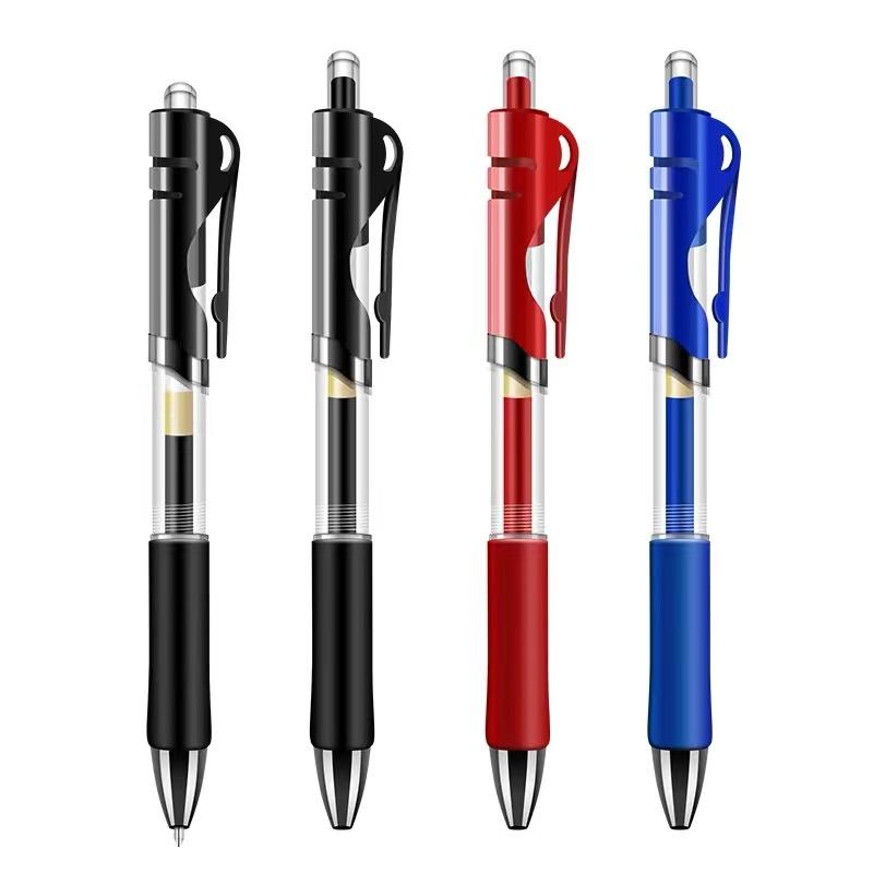Stylo à bille à encre gel rétractable, noir, rouge, bleu, pour l'écriture, fournitures de bureau et scolaires, papeterie, rétractable 0,5 mm, boîte de 12 pièces