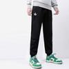 Li Ning Sports Basketball Series Solid Color Logo Embroidered Cuffed Loose Knit Sweatpants Men bottoms Black AKLT071-2