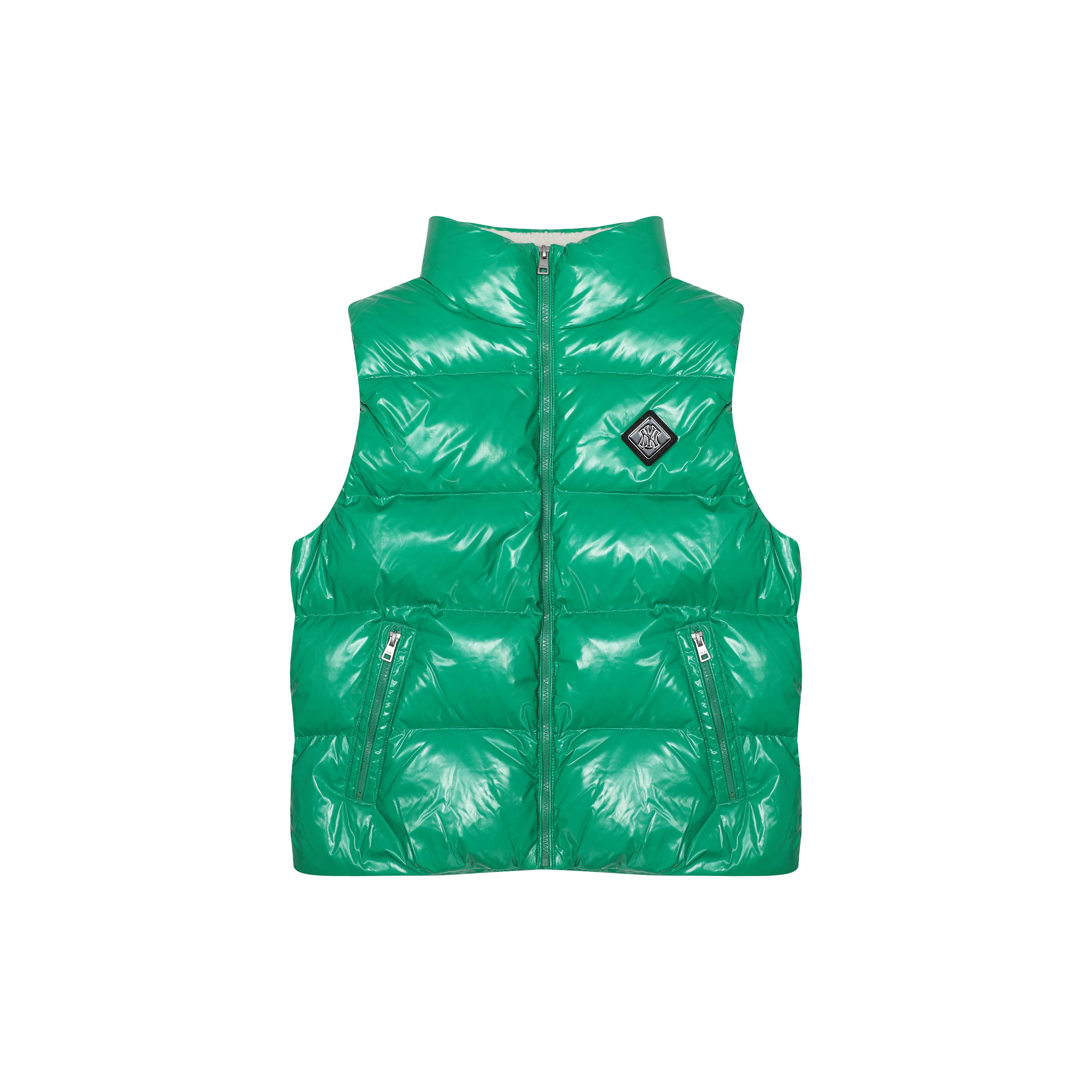 MLB Down Vests Unisex Green Stand Collar Moderate Other 3ADVB0526-50GNS L
