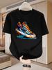 Summer Unisexs Cotton Casual Personalized Trendy Sneakers Graffiti Printed Round Neck Unisexs And Unisexs Short Sleeve Tshirt
