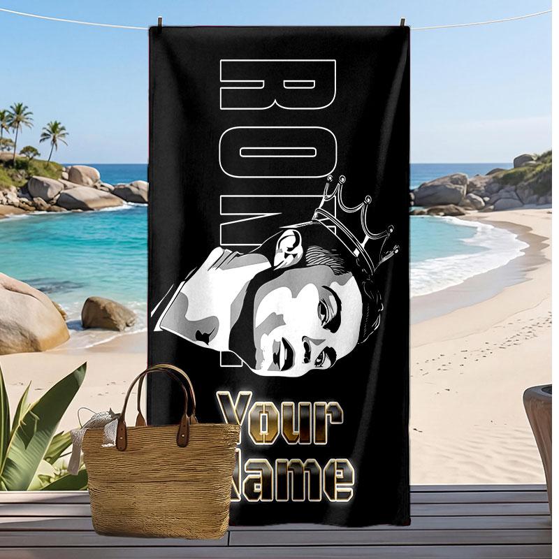 Cristiano Ronaldo Personalized Printed Beach Towel Soccer Logo Support Custom Name Text Absorbent Towel For Sport Travel Special Gift