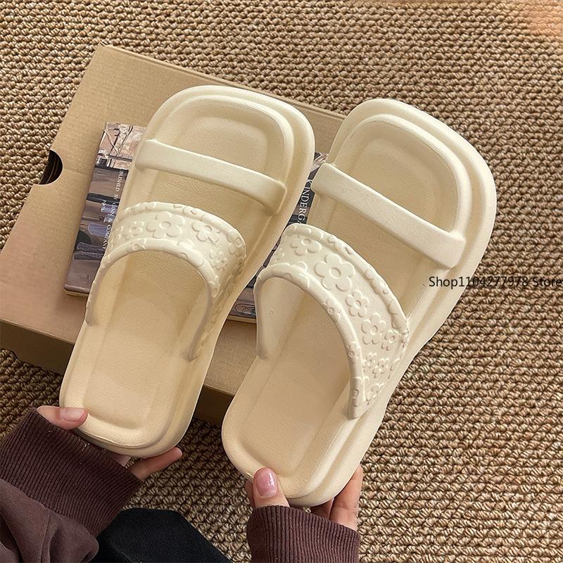 Módní bonbónově barevné dopaminové pantofle platformové klínky sandály dámské vodotěsné silná podrážka plážové nazouváky žena měkké Eva pantofle žabky