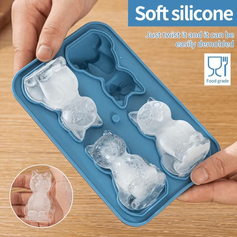 Cute Cat Paw Silicone Ice Cube Tray, Food Grade BPA-Free Easy Release Ice Mold for Whiskey, Cocktails, Home Bar, Kitchen