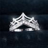 Luxury Female White Crown Round Zircon Stone Ring Dainty Silver Color Wedding Jewelry For Women