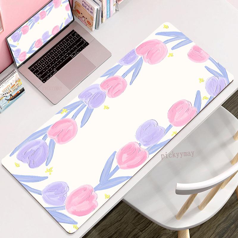 Large Mouse Pad Flower 100x50cm Locking Edge Big Computer Mousepads Cute Mousepad Big Keyboard Mat Gamer Mouse Pads Desk Mats