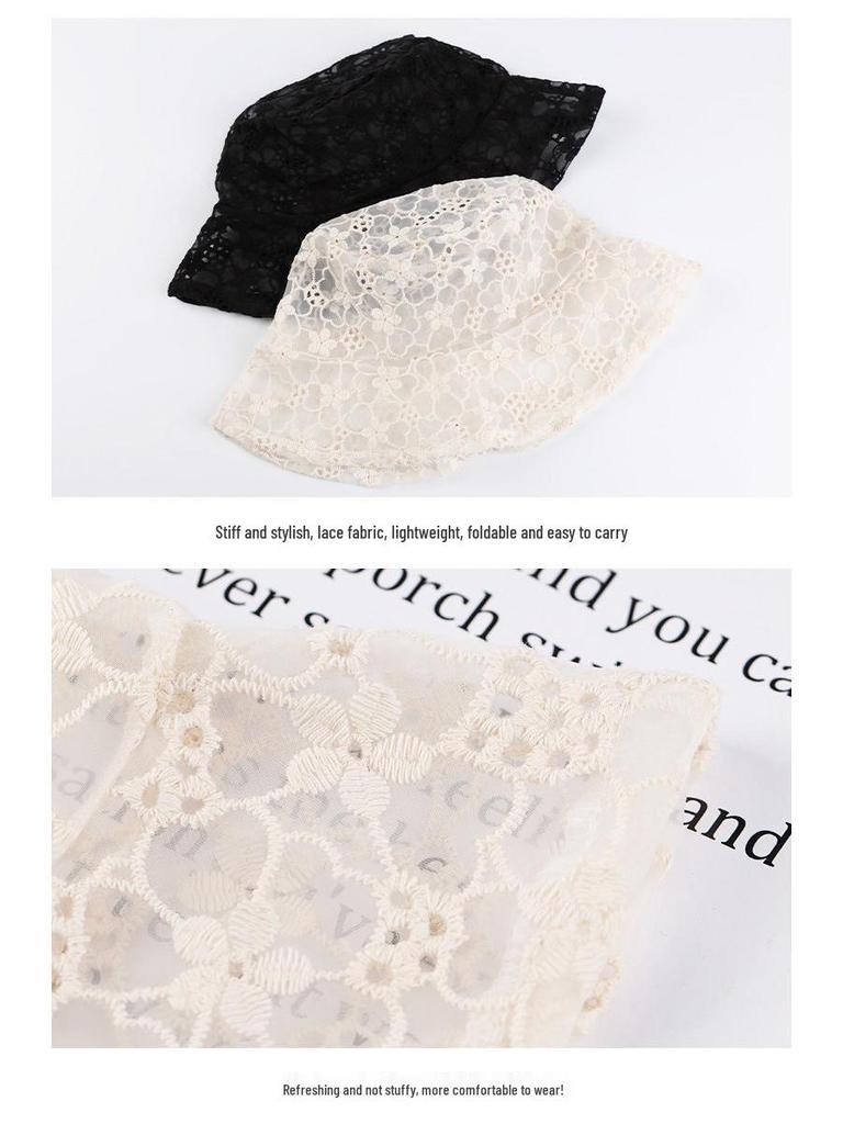 Women's Korean-Style Flower Lace Fisherman Hat with Face-Covering, Trendy Summer Sun Protection