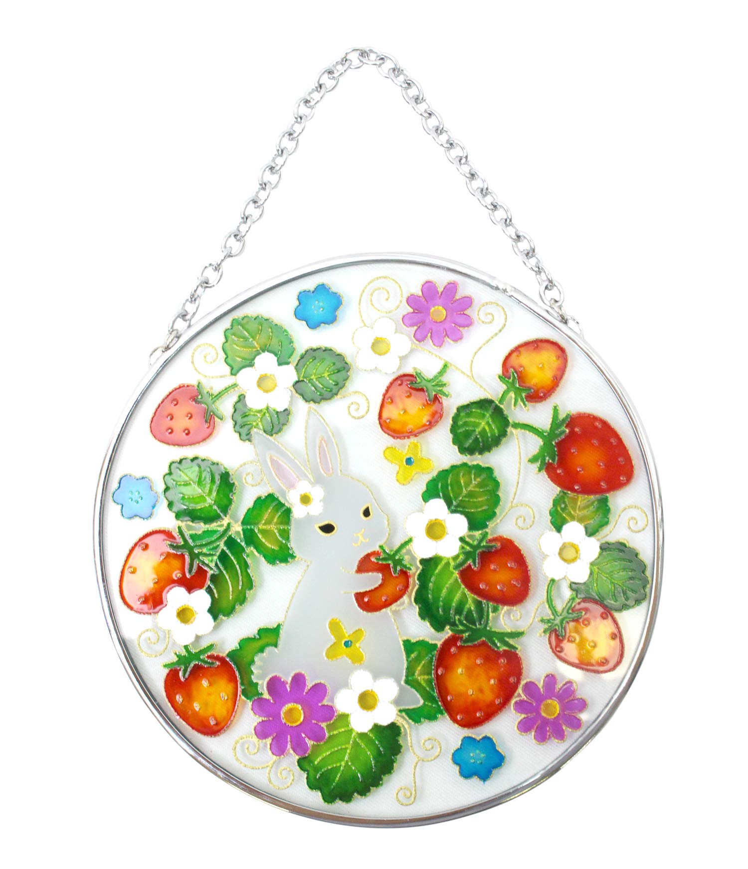 

Fourcart Милый Стеклянный Стенд Ручной Работы Клубника и Кролик Диаметр Рамки, Дизайн, Круглый, 11,5 см
