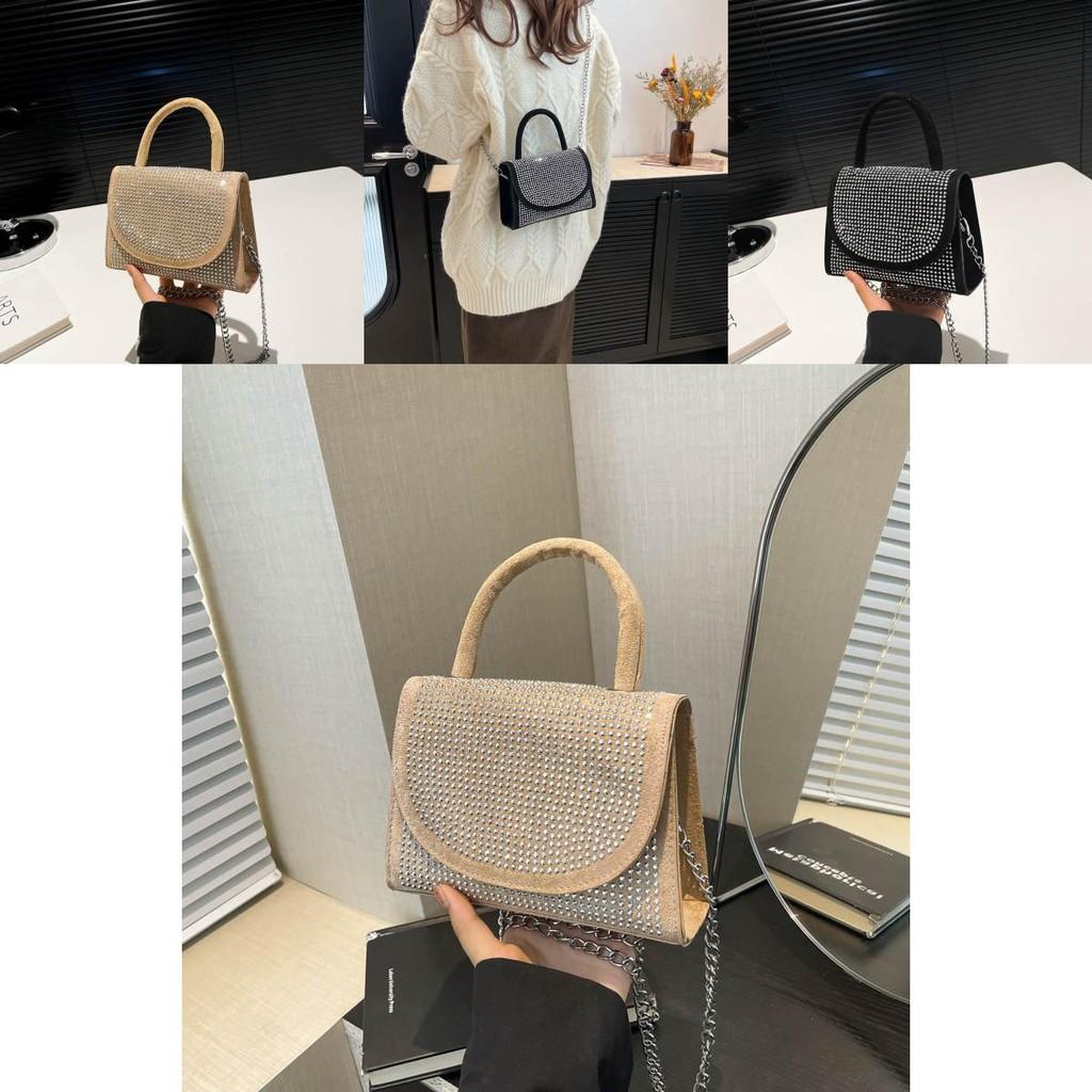 Korean Fashion Pu Rivets Small Square Bag With Stitching Detail And Interior Card Slot For Casual Outings
