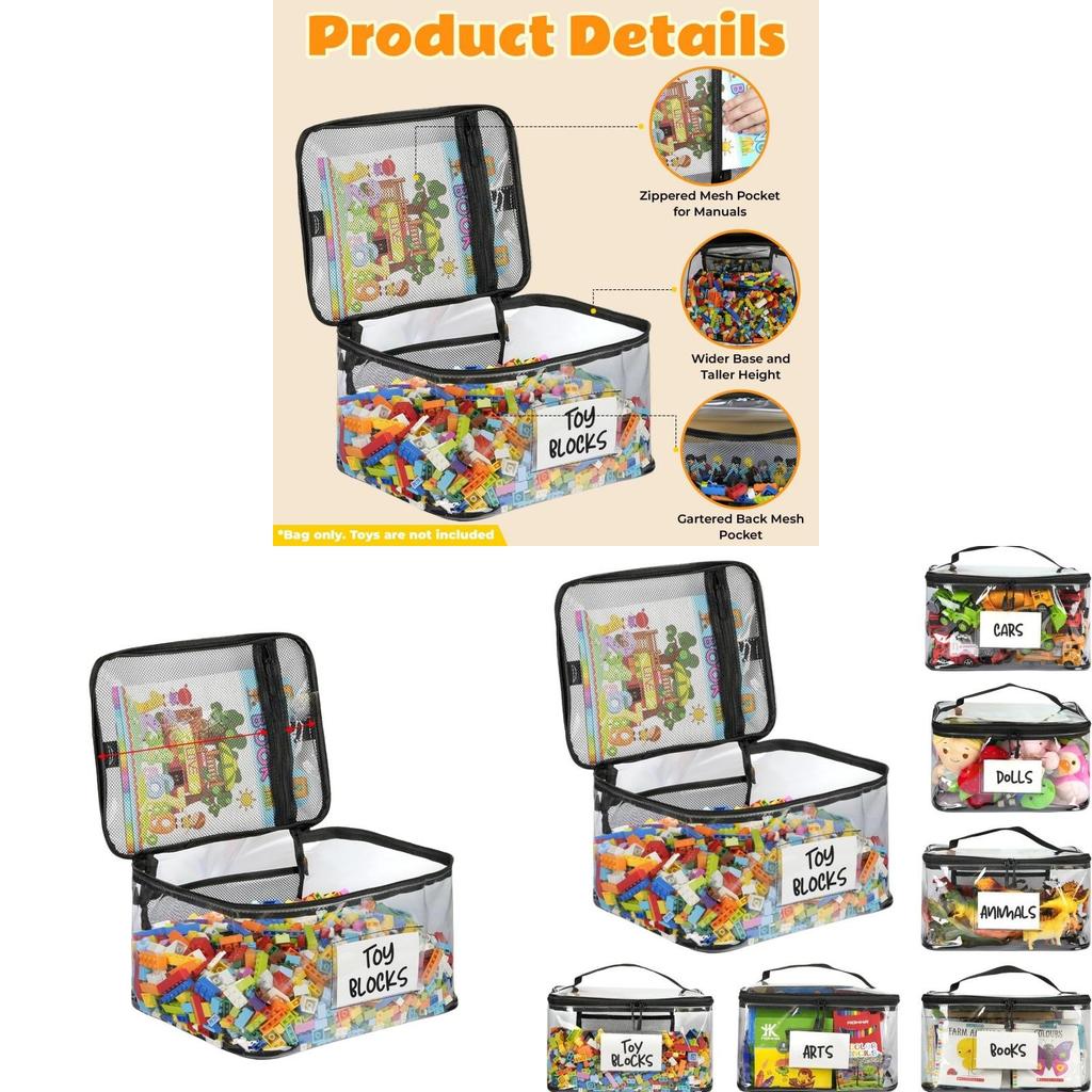 Large Capacity Transparent Toy Storage Bag With Handles For Kids And Travel Organization