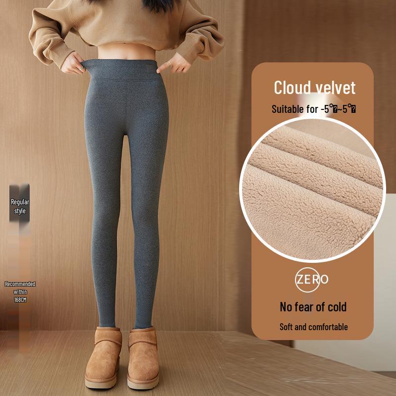 High-Waisted Slim Fit Women's Plush Leggings - Warm Thick Cotton Trousers for Autumn/Winter 2024