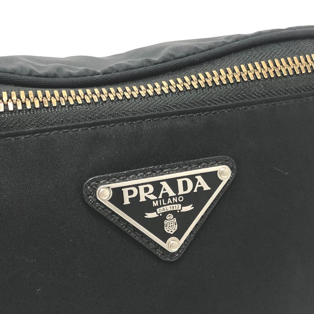 PRADA VL033 triangle plate Waist Pouch Bag body bag Nylon Black