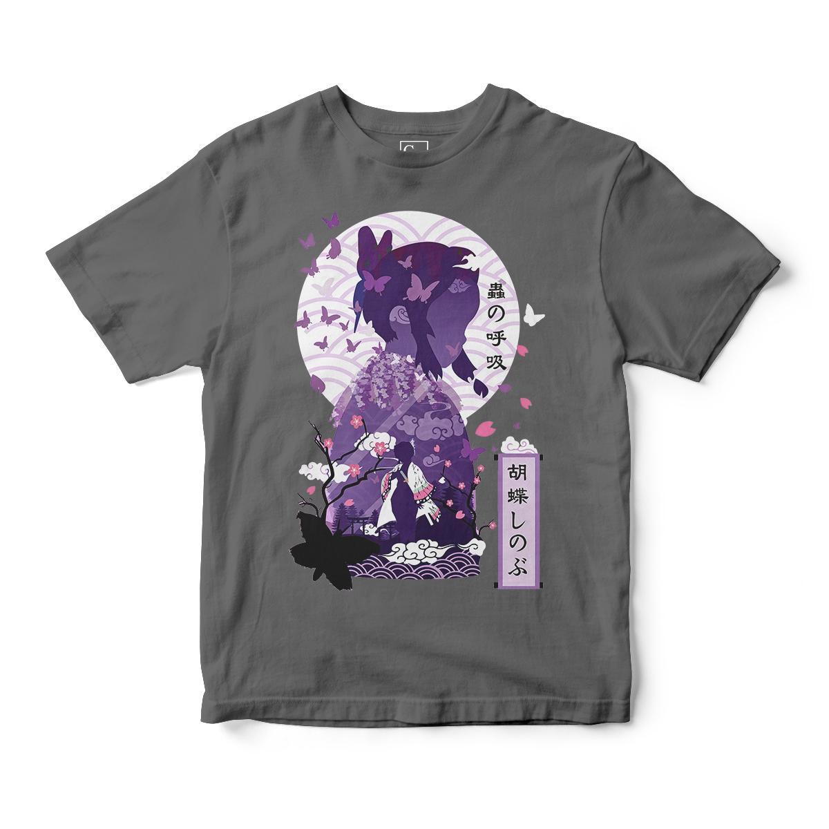 

Unisexs Demon Slayer TShirt Shinobu Kocho Butterfly Pattern Black Cotton Tee Mushi Breathing Casual Otaku Daily Campus Home Wear S