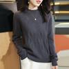 Half-high Neck Hollow Large Wavy Cardigan for Women In Autumn and Winter Loose and Versatile Knitted Base Shirt Skin-friendly Long-sleeved Sweater