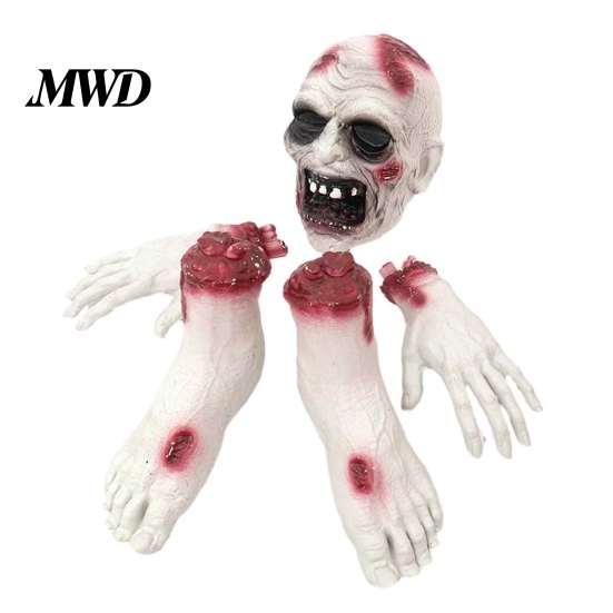 Artificial Bloodstains Anatomy 5 Pcs Halloween Body Parts Prop, Realistic Broken Head Hands Feet Set, Scary Window Display Items Blood Severed Zombie