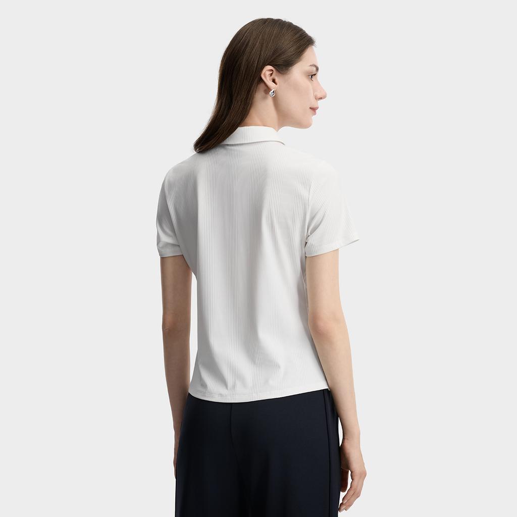 Fila Tennis Fashion Minimalist Sports Casual Versatile Comfortable Short Sleeve Polo Shirt Women tops Cloud-Mushroom-White A11W623123FWT