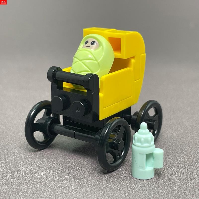 MOC Bausteine Baby Kinderwagen Kinderwagen Flaschenhalter Bildungsbausteine Kinder Mädchen Spielzeug Geschenk