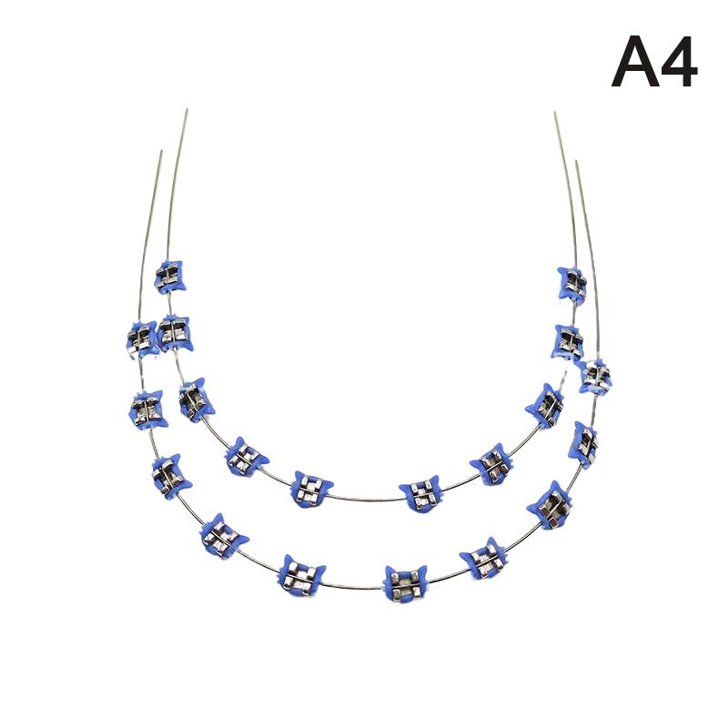 2Pcs Cartoon Cat Dental Metal Braces Archwire Without Hooks Metal Bracket And Ligature Ties Colorful Temporary Tooth Decoration