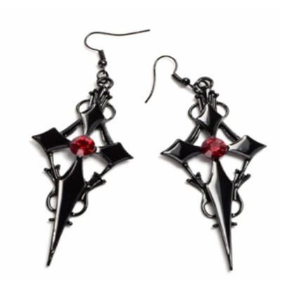 Retro Gothic -Studded Cross Earrings European & American Punk Hip-Hop Statement Earrings