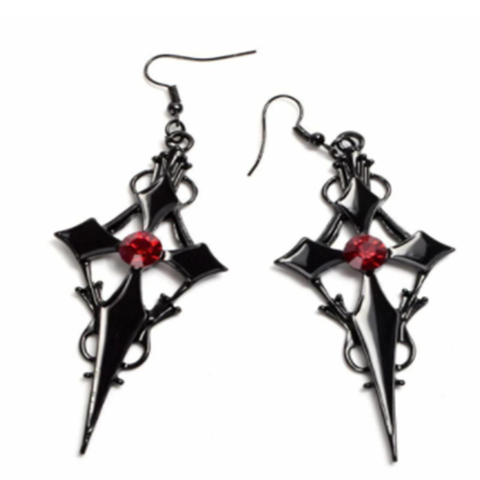 

Retro Gothic -Studded Cross Earrings European & American Punk Hip-Hop Statement Earrings One Size чорний