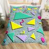 Retro 80s Style Bedding Set Twin King Size Abstract Geometric Pattern Duvet Cover Set Microfiber Circle And Triangle Quilt Cover