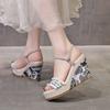 Summer Shoes Flat Platform Peep toe High Heels Sandals Elegant Ladies Party Shoes Woman Wedges Sandals White Blue Big Size 41