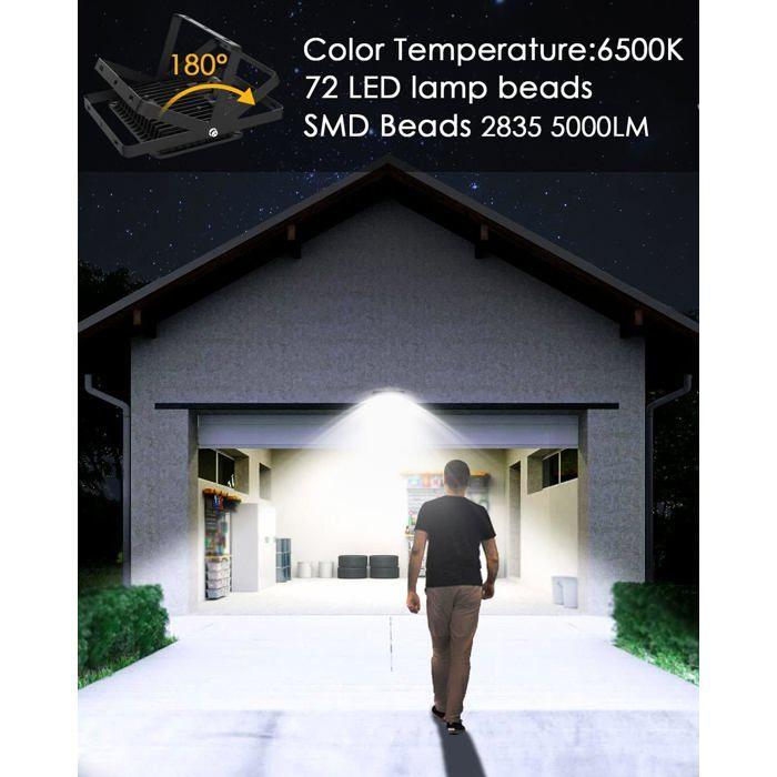 Projecteur LED extérieur - AIMOONSA - 50W - Détecteur PIR - IP66 - 64 LED 6500K