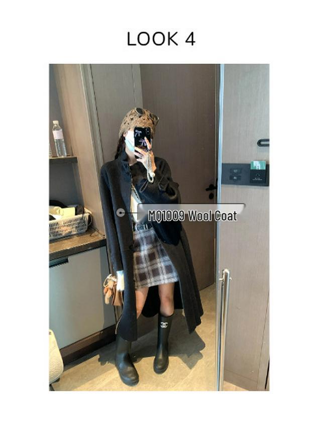 Moqie Retro Wool Plaid A-line Slimming Skirt MQ1000