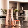 Pure Copper Water Bottle with Glass Lid, Hammered Shine, 950 ml