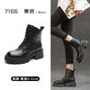 Vintage British Leather Martin Boots Autumn and Winter Thick Heel Fleece Women's Boots Versatile Round Head High Heel Short Boots