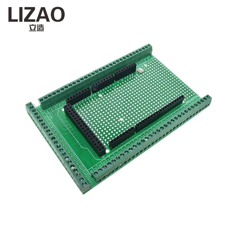 LIZAO Double Side PCB Prototype Shield Board, Screw Terminal Block Expansion Board for Arduino Mega-1161 R1