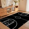 Basketball Court Area Rug Minimalist Black and White Sports Design Non Slip Washable Floor Carpet for Playroom Kids Bedroom