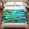 Koi Fish Theme Soft Blanket Personalized Custom Name Text Print Warm Blanket Home Sofa Bedroom Decor