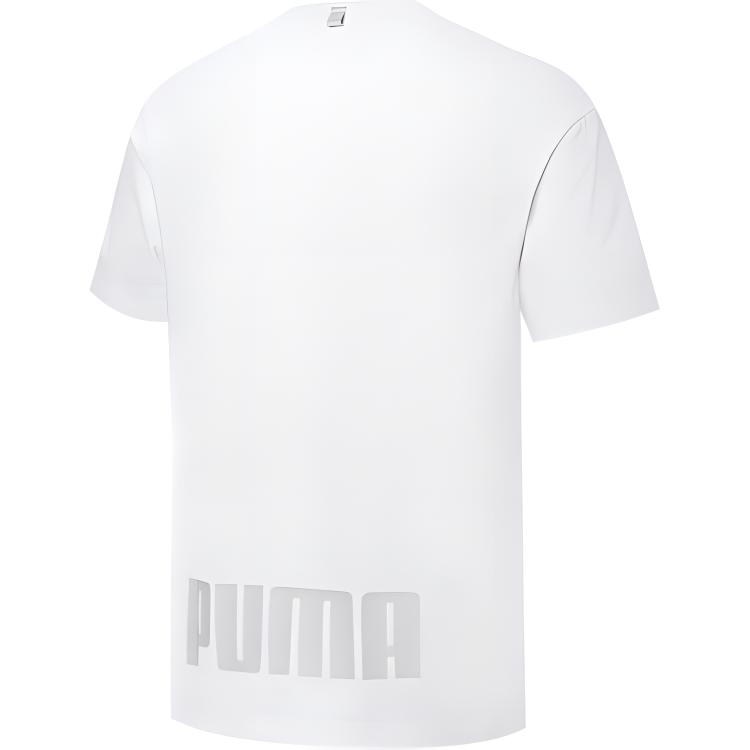 Puma Pocket Ss Tee With Solid Color Logo And Round Neck Unisex Tops White 671962-02
