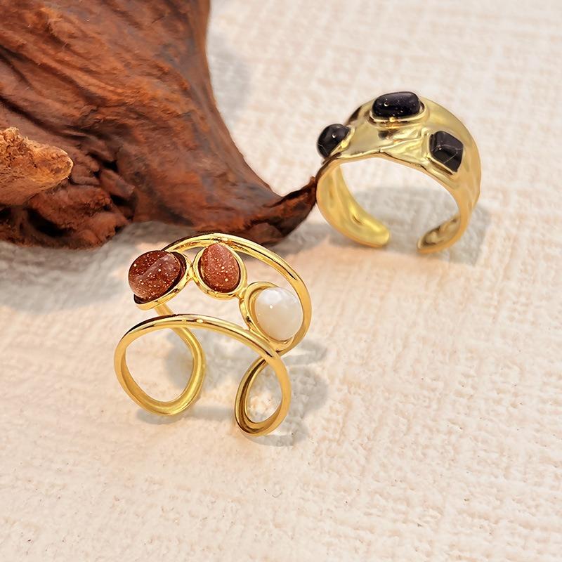 European and American Fashion Stainless Steel Ring French Medieval Turquoise Ring Titanium Steel Non-fading Jewelry