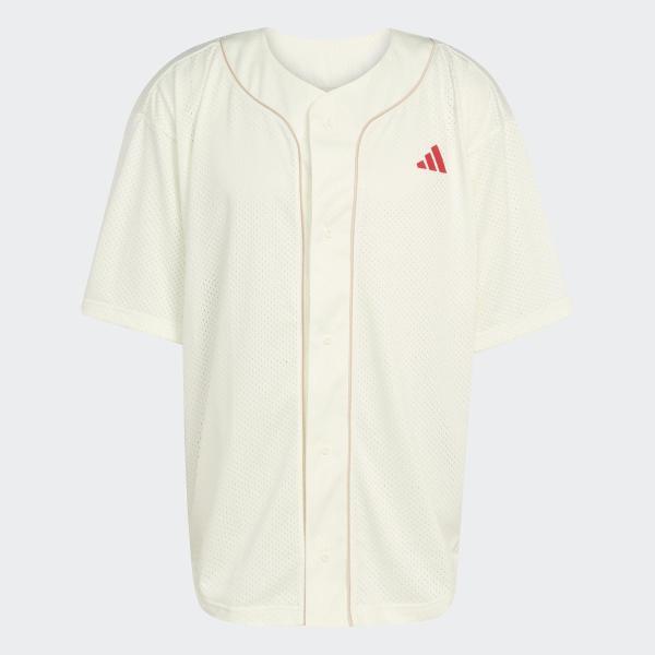 adidas Loose Fit Stadium Mesh Baseball Shirt 5 Button Closure