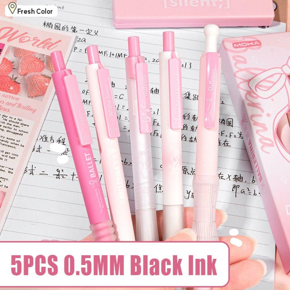 5PCS/Set Press Type Gel Pen ST Tip Ballpoint Pen Multifunctional Writing Tool School Office