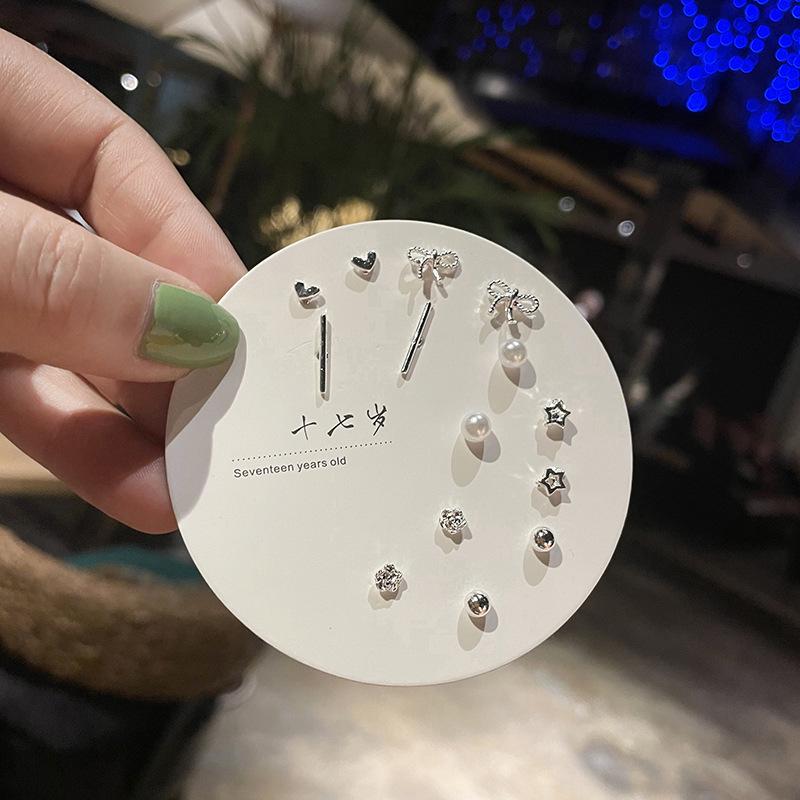 Elegant Pearl Earring Set: Niche 925 Silver Butterfly & Four-Leaf Clover Studs for Women
