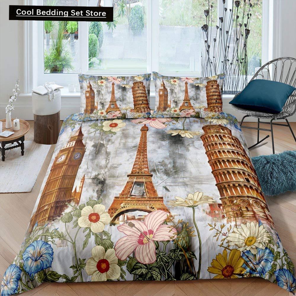London Telephone Booth King Queen Duvet Cover The Big Ben Bedding Set Retro United Kingdom Quilt Cover Red Grey Comforter Cover