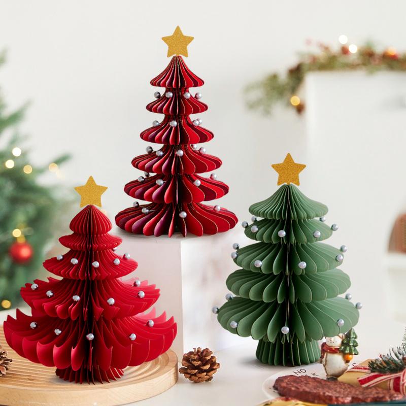 Paper Honeycomb Christmas Tree Merry Christmas Decoration Ornament New Year 2026 Party Favors Navidad Supplies Xmas Tree